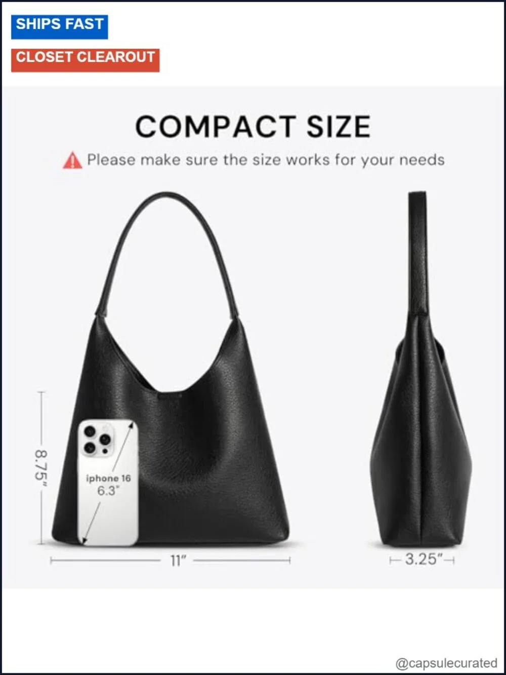 Vegan Leather Slouchy Hobo Bag - Women's Small Shoulder Purse